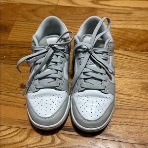 Nike Dunks Gray and White Lace-Up Sneakers